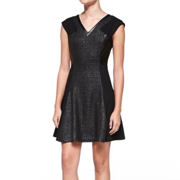 Rebecca Taylor Dresses & Skirts - Rebecca Taylor black tweed & leather dress, size 8